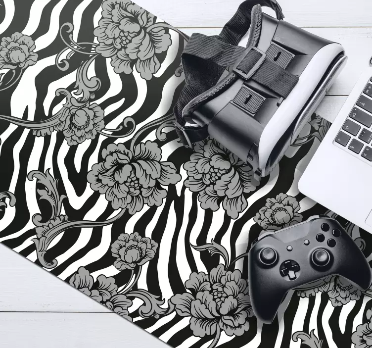 Patronen muismat bloemig zebra print - TenStickers