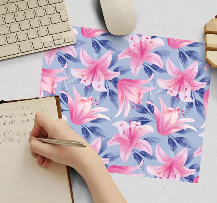 Patronen muismat bloemige lelies ontwerp - TenStickers