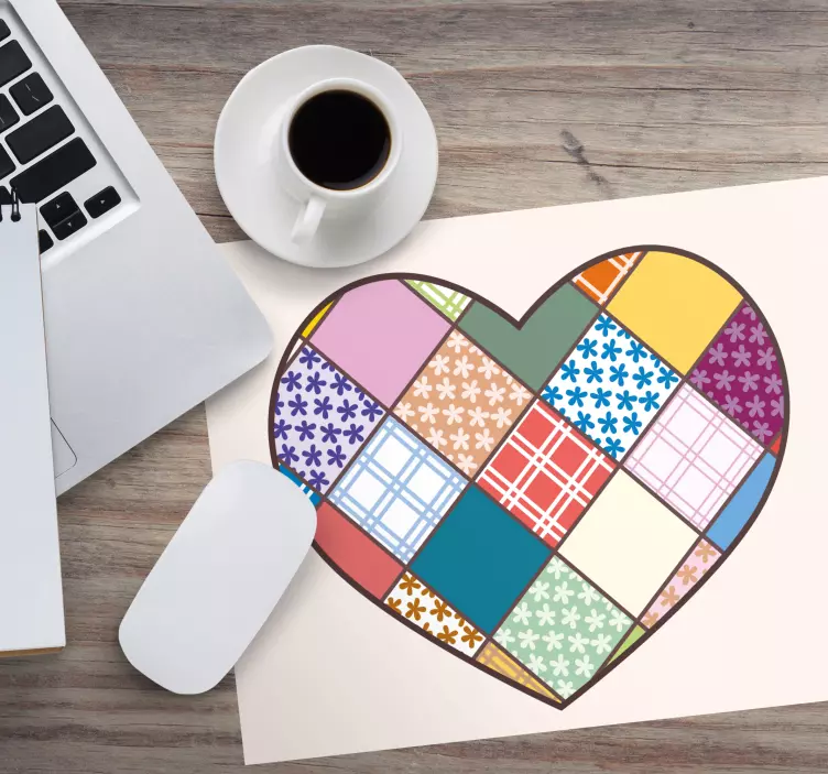 Patronen muismat hart patchwork patroon - TenStickers