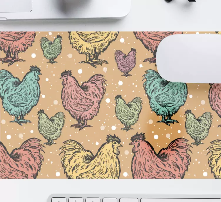 Patronen muismat kleurrijk kippenpatroon - TenStickers