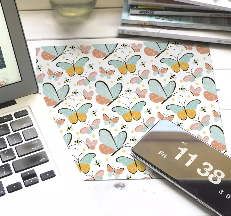 Patronen muismat kleurrijk vlinderpatroon - TenStickers