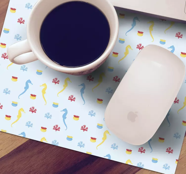 Patronen muismat kleurrijk zeepaardpatroon - TenStickers