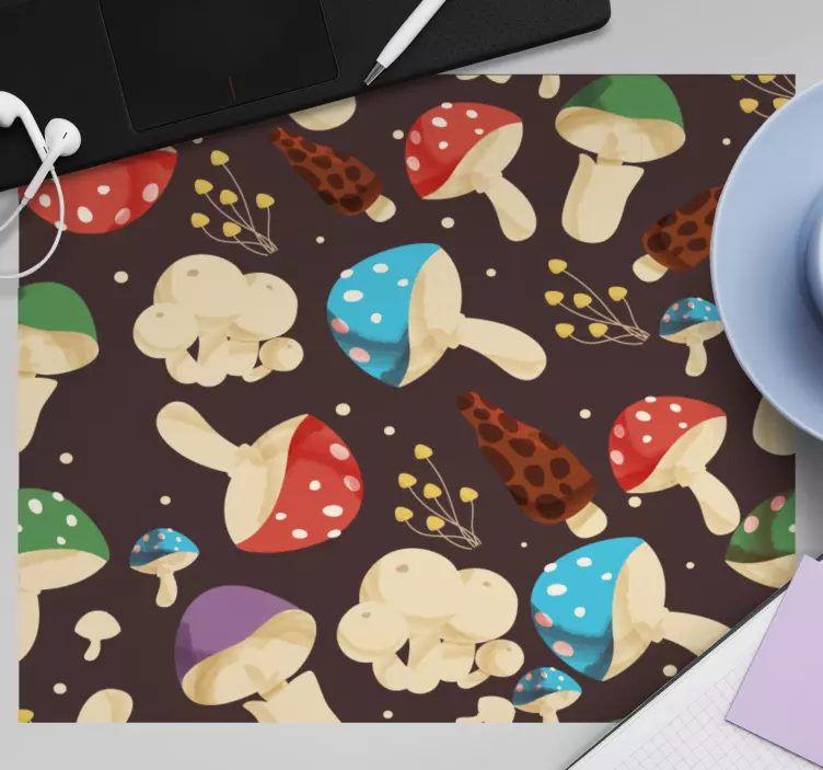 Patronen muismat kleurrijke paddenstoelenprint - TenStickers