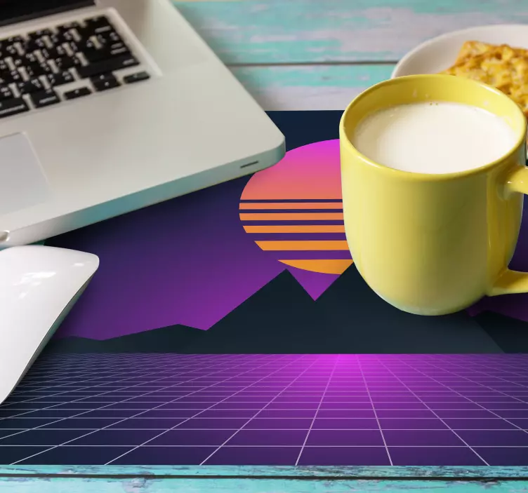 Patronen muismat retro geometrische zonsondergang - TenStickers