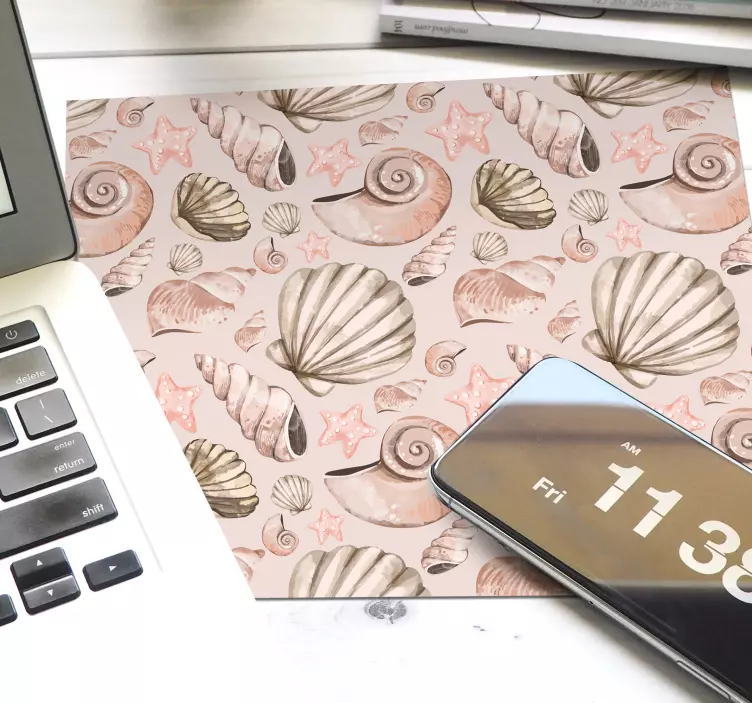 Patronen muismat schelp en zeester motief - TenStickers