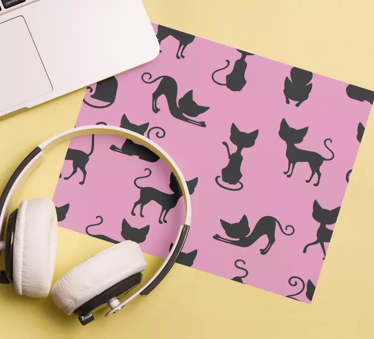 Patronen muismat speelse kat silhouetten - TenStickers