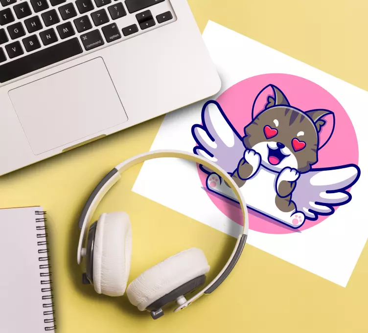 Schattige vliegende kat anime muismat - TenStickers
