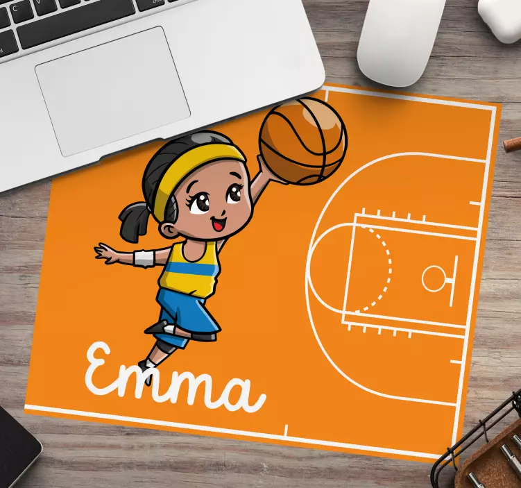Vrolijke basketballer muismat met naam - TenStickers