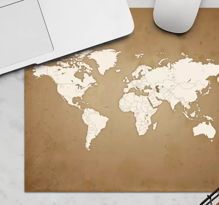 Muismat wereldkaart Vintage achtergrond - TenStickers