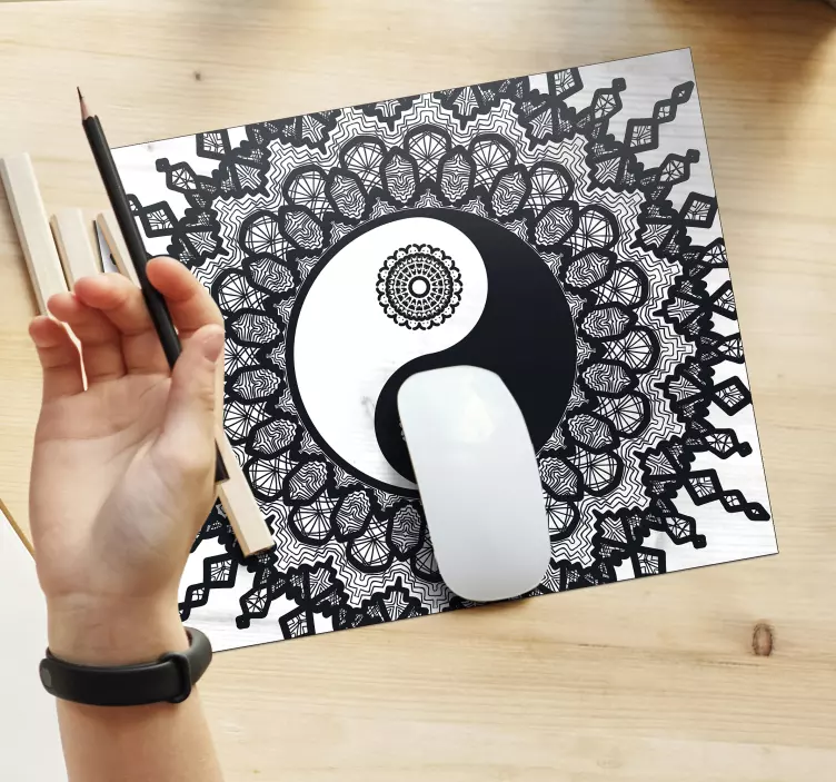 Yin yang mandala kunstwerk patronen muismat - TenStickers