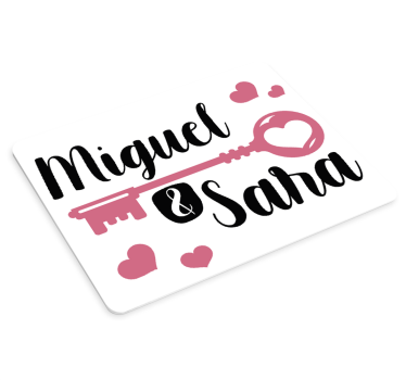 Muismat met naam sleutel liefdesverhaal - TenStickers