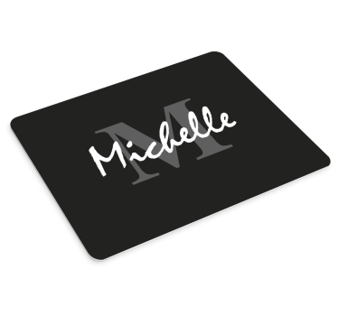 Muismat met naam Gepersonaliseerde zwarte initiaal - TenStickers
