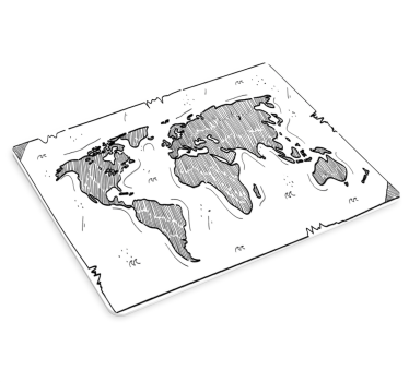 Muismat wereldkaart artistieke wereldomtrek - TenStickers