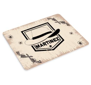Muismat met naam western stijl hoed - TenStickers
