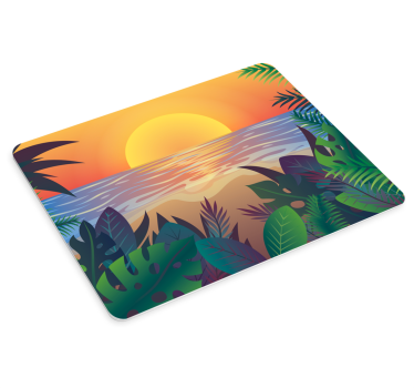 Tropische zonsondergang oase originele muismat - TenStickers
