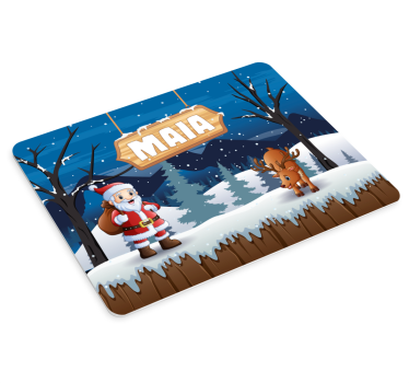 Muismat kerst met santa en rendieren - TenStickers