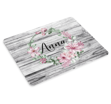 Muismat met naam bloemrijke naam cirkel - TenStickers