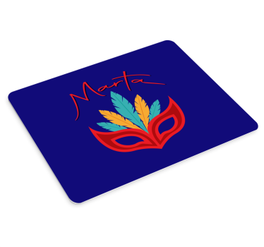 Muismat met naam kleurrijk veer masker - TenStickers