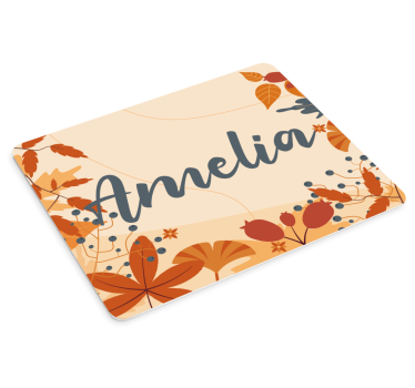 Muismat met naam elegante herfst bloemen - TenStickers