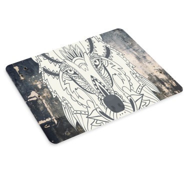 Originele muismat met ingewikkelde wolf kunst - TenStickers