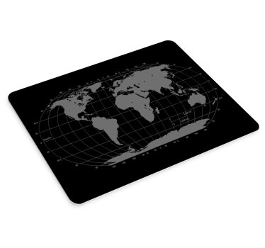 Muismat wereldkaart met raster - TenStickers