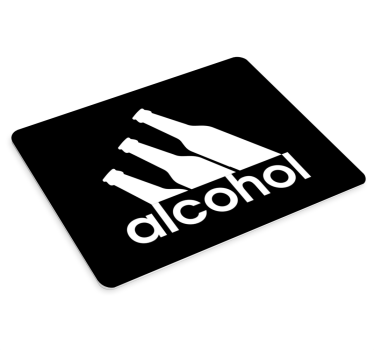 Citaat muismat met grafiek van alcoholflessen - TenStickers