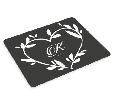 Muismat met naam hartvormig monogram - TenStickers