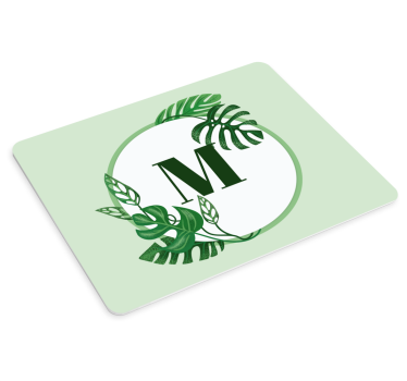 Muismat met naam initiaal met bladeren - TenStickers