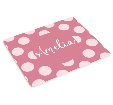 Muismat met naam gepersonaliseerd roze stip - TenStickers