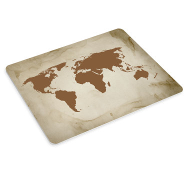 Muismat wereldkaart vintage bruin wereld - TenStickers