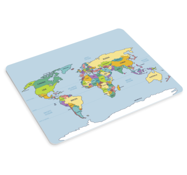 Wereldkaart muismat Geografisch en politiek - TenStickers