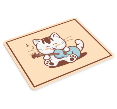 Gaming muismat schattige kat speelt gitaar - TenStickers