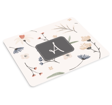 Bloemenmonogram initiaal muismat met naam - TenStickers