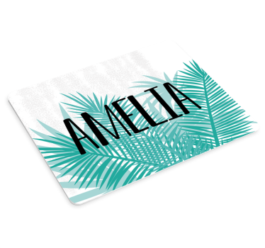 Muismat met naam tropisch bladpatroon - TenStickers
