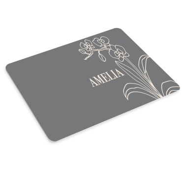 Muismat met naam elegant bloemenarrangement - TenStickers