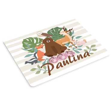 Muismat met naam schattige dierencompositie - TenStickers