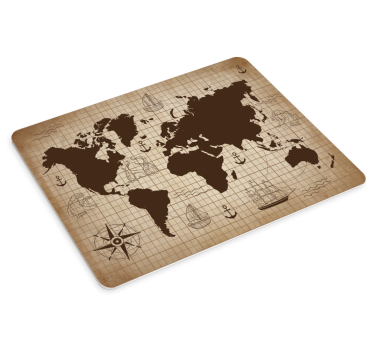 Muismat wereldkaart retro globe map - TenStickers