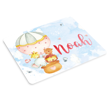 Muismat met naam schattig ballon avontuur - TenStickers