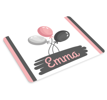 Muismat met naam kleurrijke ballonnen arrangement - TenStickers
