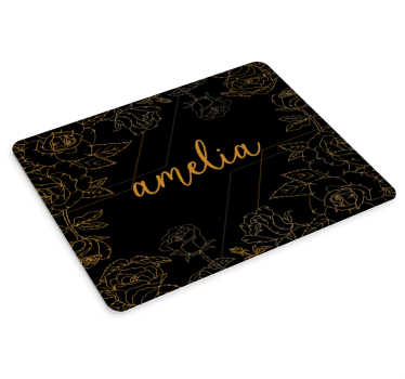 Elegante bloemenpersonalisatie muismat met naam - TenStickers