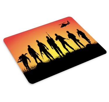 Gaming muismat silhouet soldaten tegen zonsondergang - TenStickers