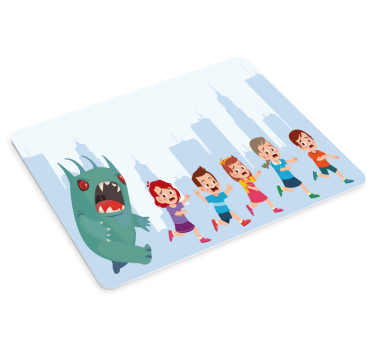 Gaming muismat kinderen vluchten voor monster - TenStickers