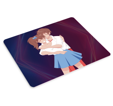 Anime muismat schattig koppeltje omhelzing - TenStickers