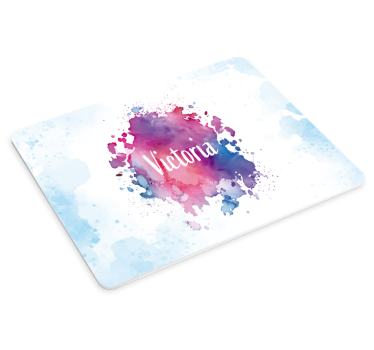Muismat met naam kleurrijke aquarel spatten - TenStickers