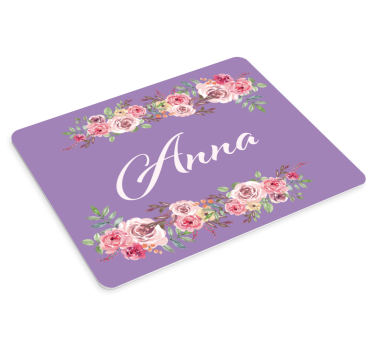 Muismat met naam gepersonaliseerd bloem accent - TenStickers