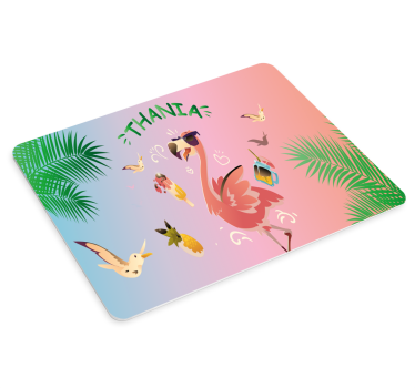 Tropische flamingo muismat met naam - TenStickers
