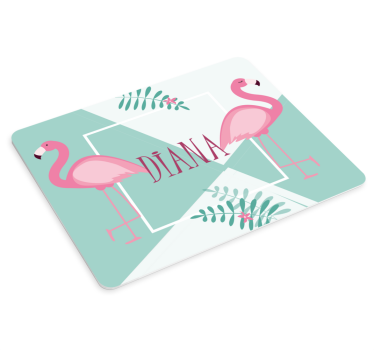 Originele muismat Schattige flamingo's met bladeren - TenStickers