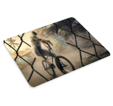 Gaming muismat biker in stedelijke scene - TenStickers