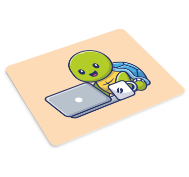 Gaming muismat vrolijke schildpad aan het werk - TenStickers
