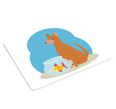 Originele muismat speelse hond kijkt naar vissen - TenStickers